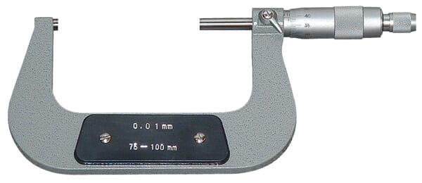 Produktbild von Außenmikrometer 100–125 Mm – 0,01 Mm Genauigkeit, Mit Hartmetall-Sonden, Ratschenverriegelung, Blau Lackiert