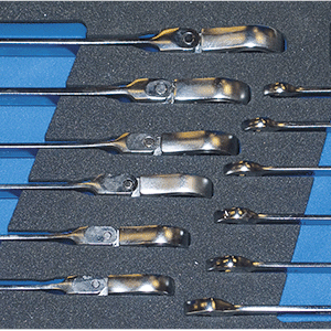 SKRALLENØKKELSETT LEDDET 8-19MM. I FOAM 1/3